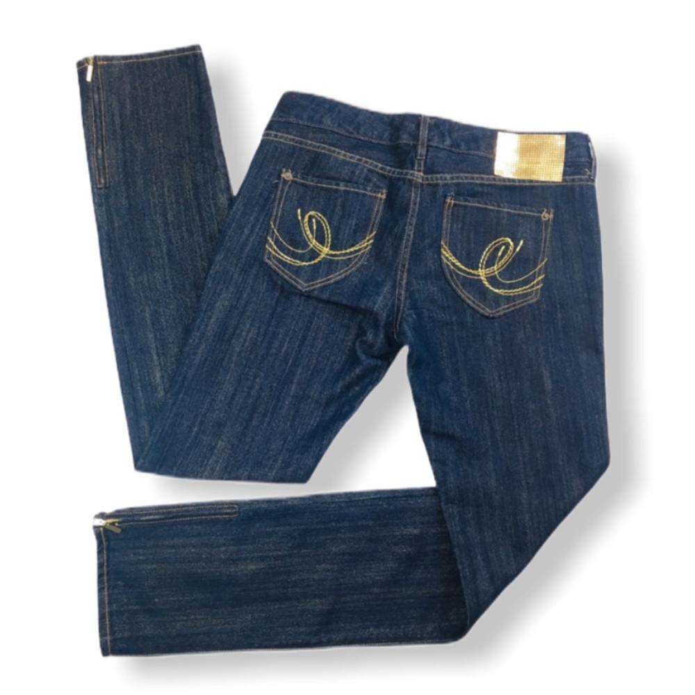 Express X2 Metallic Ankle Zip Skinny Jeans